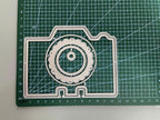 Mvchifay Cutting Dies Happy Birthday Holiday Thanks Greetings Metal Stencils Scrapbooking Tool Love Heart DIY Carbon Steel Embossing Template for Paper Card Making (Camera-10x12.8cm)