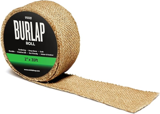 VViViD Burlap Fabric Roll (2” x 35ft) Natural Jute for DIY Crafts, Wedding Decorations, Gift Wrapping & Home Accents