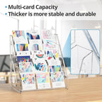 5 Tier Acrylic Card Display Stand, Clear Display for Greeting Cards, Sports Cards, Postcards, Stickers & Brochures (2 Pack)
