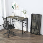 40 inch Folding Desk, Writing Gaming Computer Camping Desk, No Assembly Required Home Office Table, Black Oak