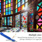 Copper Foil Hand Foiler for Stained Glass, Stained Glass Hand Foiler Tool,Copper foil Dispenser,Blue Hand Foiler for 7/32" Copper Foil Tape,Stain Glass Tools and Supplies（Blue）