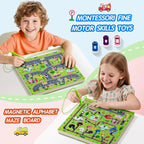 2 in 1 Magnetic Color and Number Maze Magnet Alphabet Counting Double Sided Board Wood Puzzle Fine Motor Skills Montessori Preschool Toys Gifts for Boys and Girls 3-5 Age (Big Car, One Size)