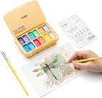 HIMI Metallic Jelly Gouache Paint Set, 12 Colors 12g, Jelly Cup Design, Travel carry, Gouache Paint Non Toxic for Canvas and Paper, Art Supplies for Professionals and Beginner
