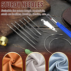 Upholstery Repair Kit, 0.55mm 98 Yard (3 Colors) Waxed Thread with 8 Pcs Heavy Duty Leather Needles for Hand Stitching, Canvas & Quilting - Round Waxed Thread- Black/Gray/Brown