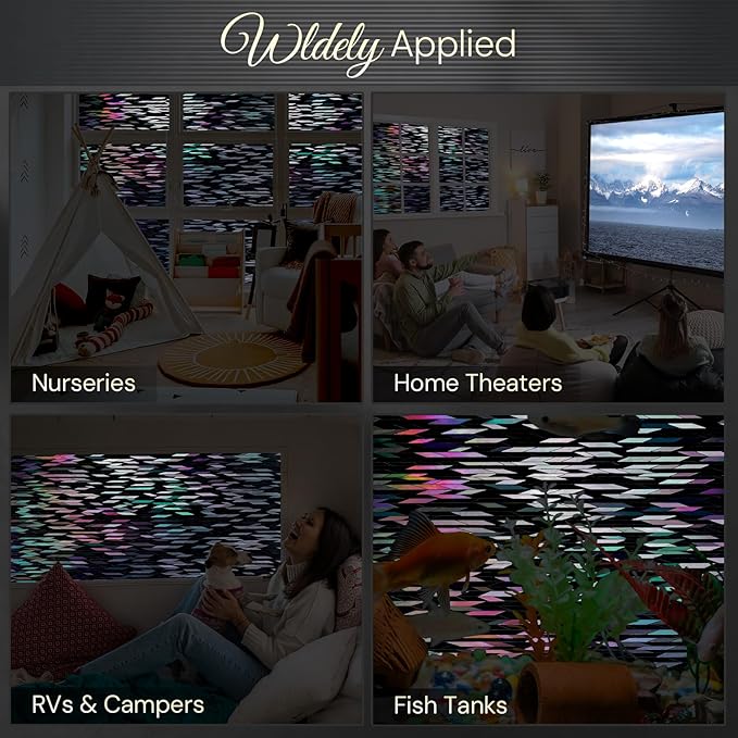 rabbitgoo Window Privacy Film, Total Blackout Window Film, Stained Glass Heat Control Glass Thermal Sticker, Room Darkening Door Cover, Anti-UV Privacy Cling with Installation Tools, 35.4" x 78.7"