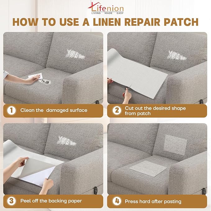 Fabric Repair Patches, 17X79 inch Linen Self-Adhesive Fabric Repair Tape, Strong Sticky Linen Patch for Sofas, Tote Bags, Clothing, Car Seats, Furniture（Black, 17X79 inch）