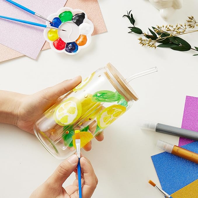 WJXCYGG 6 Sets Paint Your Own Wine Glass Paint Set 6 Wine Glass 2 Glass Paint Outliner 12 Markers 36 Glass Painting Acrylic Paint Strips 12 Brushes 6 Palette for Adults Lady Night (Drinking Cup)