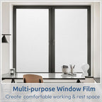 rabbitgoo Window Privacy Film, Non-Adhesive Frosted Glass Window Film for Bathroom, Static Cling Heat Blocking Stickers for Home Indoor Opaque Frosting Coverings House Tint, Matte White 29.5" x 78.7"