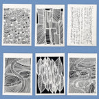 TIAMECH 6 Pcs A4 Reusable Geometric Stencils for Painting - Hollow Leaves & Abstract Curve Lines Texture Layering Templates, DIY Wall Art, Furniture, Scrapbook & Crafts