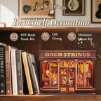 CUTEBEE Book Nook Kit - DIY Miniature House Dollhouse Kit for Adult and Teens, Booknook Bookshelf Decor Alley Model Build with LED Light, Gifts for Family and Friends (Bach Strings)