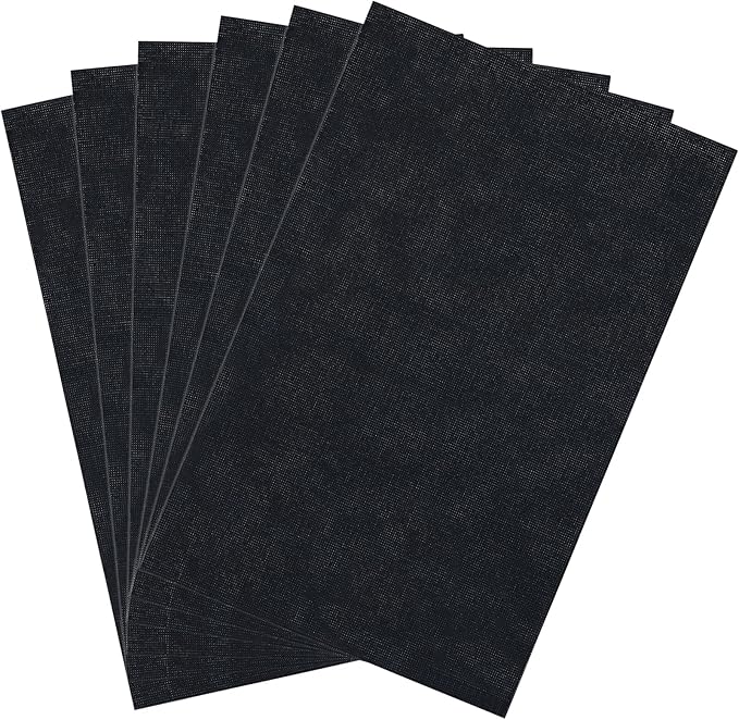 Caydo 6 Pieces Aida Cloth 14 Count Black Cross Stitch Fabric Cotton Embroidery Fabric for Needlework, DIY Handicrafts, 12 by 18-Inch