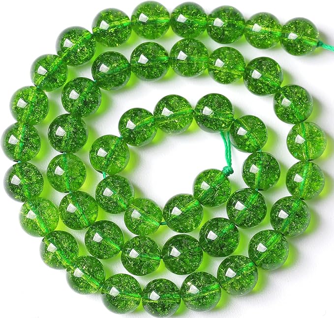 4MM Green Peridot Crystal Quartz Beads Natural Gemstone Beads Round Loose Beads for Jewelry and Bracelets Making 180pcs 2 Strands 32"