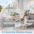DOWELL Window Privacy Film Rainbow Film, Stained Glass Decorative Sticker, Static Cling Non-Adhesive Glass Clings, Sun Blocking Heat Control Window Coverings for Home Door, 17.5" x 157.4"