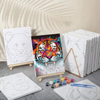 Zhanmai 12 Pack Pre Drawn Canvas for Painting Sip and Paint Kit 8 x 10 Paint Party Set Canvas Painting Pre Printed Canvases for Party Favor DIY Virtual Adult's Date Night(Colorful Animals)