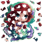 Wooden Puzzles for Adult and Kids, 100 Pieces Ocean Puzzle, Mermaid Unique Shaped Wooden Preschool Puzzle, Toddler Wooden Puzzle Toy Gift for Family and Friends, Suitable for Family Games