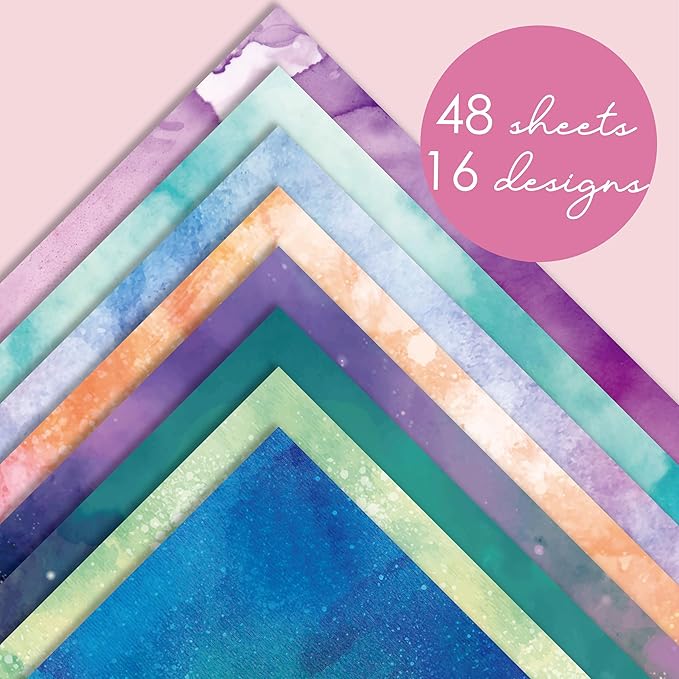 48 sheets 6 X 6 Scrapbooking Cardstock Decorative Paper Pack - Shimmer Watercolor - for Card Making Journaling Planner Origami Scrapbook Paper Scrapbook Materials Supplies