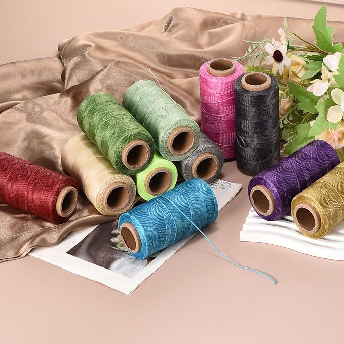 MECCANIXITY Waxed Thread,197 Yard 1mm 210D Flat Wax Thread Polyester Waxed String for Leather Sewing Hand Weaving Book Binding Home Decoration,Deep Brown