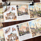 Washi Tape Set,6 Rolls Landscape Tape Stickers for Scrapbooking,Scrapbook Supplies,Junk Journal,Journaling Supplies,Planner,DIY Arts Crafts（Embrace The World）