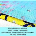51buyoutgo 11CT Stamped Cross Stitch Kits for Adults - 18x18 in Beginner Embroidery Kit with Easy Funny Washable Animal Tiger Pattern, Pre Printed Fabric for DIY Home Decor, Gifts & Stress Relief