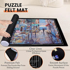 Jigsaw Puzzle Mat Roll Up - 3000 2000 1500 1000 Pieces Puzzel Matte, Black Felt Roll-Up Puzzles Felt Save Mats Trays for Sorting Board Clear Sheets and Frame Keeper for Adults