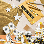 12 Rolls Graduation Washi Tape Set, Gold Foil Congratulations Graduation Masking Tapes, Black Gold Star Grad Cap Decorative Sticker Tape for Graduation Scrapbook DIY Crafts Gift Packaging 16.4FT