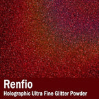 Renfio Holographic Ultra Fine Glitter Powder Metallic Resin Glitter 2.11 Oz/60g PET Flakes Crafts Sequins 1/128" 0.008" 0.2mm Epoxy Chips Flakes for Tumblers Slime Roses Decorations - Laser Wine Red