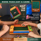 Shut The Box Game Wooden Board for 4 Players - 14-inch Shut The Box Game 12 Numbers for Adults & Kids - Ideal for Games Night