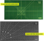 Large 23" x 47" Self Healing Sewing Mat, WerkWise Rotary Cutting Board, Double Sided 5-Ply 23x47 Inch Mat for Quilting, Sewing, Fabric, & Crafts, Designed for Use with Rotary Cutters (Green & Black)