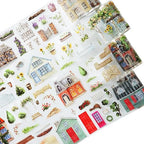 Dream Courtyard PET Tape Set, 4 Rolls of Scenic Ephemera for Junk Journaling, Scrapbooking, Crafting, DIY Projects, Diaries, and Art Supplies
