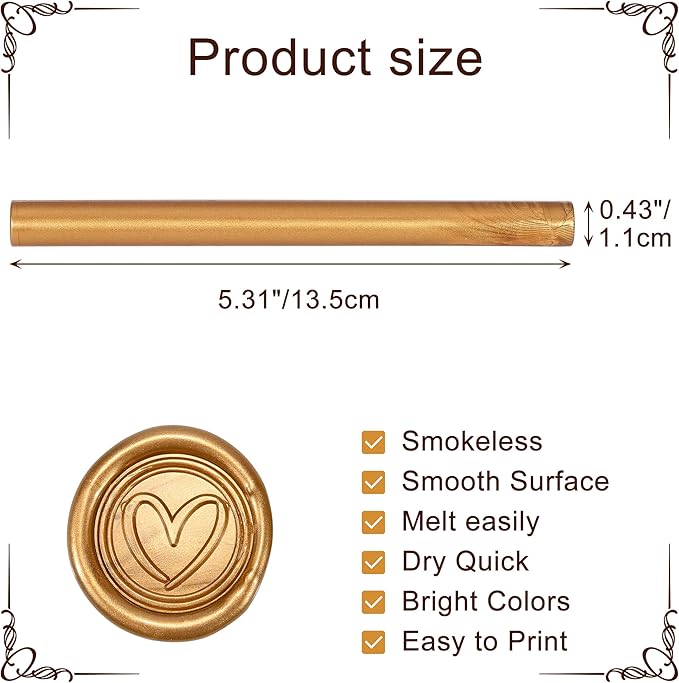 Yoption 15 Pieces Antique Gold Glue Gun Sealing Wax Sticks for Wax Seal Stamp, Great for Wedding Invitations, Envelopes, Cards, Christmas Gift Ideas, Wine Packages (Antique Gold)