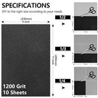 1200 Grit Sandpaper, 9 x 11 Inch Wet Dry Sand Paper Hand Abrasive Sanding Sheets for Wood Metal Automotive Sanding and Polishing, Fine - 10 Sheets