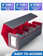 Card Deck Box for MTG with Commander Display, 5 in 1 Card Deck Case Holds 800+ Unsleeved Cards, Strong Magnet Organizer Compatible with Yugioh TCG Sports Cards (Black&Red)