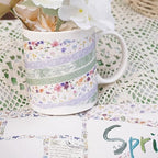 YUBX Spring Washi Tape Set 16 Rolls Flowers Printed Embellishment Green Decorative Masking Tapes for Arts, DIY Crafts, Journals, Planners, Scrapbook, Wrapping