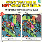 Odd Pieces Jigsaw Puzzles 1000 Pieces - Magic Mystery Story Secret Ending Puzzle - Perfect Game Night for Adults & Kids - Funny Space Cartoon Theme (AstroGastro)