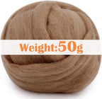 Mayboos Wool Roving Yarn, 1.76oz Colored Natural Wool Roving,Wool Felting Supplies Pure Wool Chunky Yarn for Wet Felting handcrafts and Spinning (Bright Brown Color)