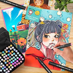 Soucolor Alcohol Markers, 80 Colors Dual Brush Tip Permanent Art Coloring Marker for Book Painting Card Making, Art Supplies Gift Box for Adults Teens Kids Boys Girls 8-12