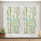 Finnez Window Privacy Film Window Film 3D No Glue Glass Sticker for Glass Door Home and Office Heat Control Anti UV (35.4 Inch x 6.5 Feet, Rainbow Grove)