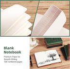 AHGXG Small Blank Pocket Journal Notebook for Men - 256 Numbered Pages B6 Mini Journal, Vintage Soft Leather Hardcover, 80gsm Paper, for Women Work Office School, 4.1'' X 5.7''- Dark Green