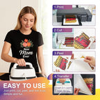 HTVJOYDO Iron-On Heat Transfer Paper for T-Shirts, 25 Sheets 8.5x11", Iron on Vinyl for Dark Fabric, Printable Heat Transfer Vinyl for Inkjet Printer, Perfect for Summer Crafts