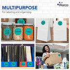 Perco Teal 3-Inch Round Circle Dot Sticker Labels - Multi-Roll Pack (3 Rolls, 500 Labels Each) - Permanent Adhesive, Vibrant Colors, Strong Hold - Perforated for Easy Use - Made in USA