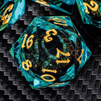 ARUOHHA DND Resin Dice Dragon Eye Dice Liquid Core Red Sharp Edged Dice Set with Gift Box, Polyhedral D and D Dice Set Role Playing Game D20 D12 D10 D8 D6 D4
