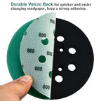 5-Inch 8-Hole Wet Dry Sanding Discs 800 Grit, Polyester Film Backed Heavy-Duty Hook and Loop Sandpaper for Random Orbital Sander, 50-Pack