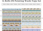 34 Rolls Washi Tape, Aesthetic Colored Decorative Cute Scrapbook Tape for Scrapbooking Supplies Journaling Craft Junk Journal