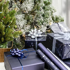 WRAPAHOLIC 30 Inch Navy Blue Wrapping Paper - Jumbo Roll Navy and Silver Constellation Wrapping Paper for Men, Birthday, Holiday, Father's Day, Baby Shower - 3 Rolls - 30 Inch x 120 Inch Per Roll