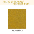 150PCS 60 Grit Gold Sanding Discs, 5-Inch 8-Hole Sandpaper for Random Orbital Sander,for Automotive or Woodworking