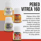 Pebeo Vitrea 160 Glass Paint - Transparent Colour Glossy and Brilliant - Made in France - DIY Craft Paint for Stained Glass and More - Set of 8 Colors Bundled Application Brushes