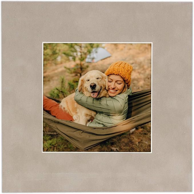 8.5x11 Mat Bevel Cut for 7x9 Photos - Acid Free Light Grey Suede Precut Matboard - For Pictures, Photos, Framing - 4-ply Thickness