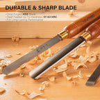 HAUTMEC Pro HSS Wood Lathe Turning Chisel Set 8 Pcs, Lathe Chisel Set with 3 Gouge 2 Skew 1 Spear Point 1 Parting 1 Round Nose Tools with 1680D Tool Bag for Professionals and Beginners - HTWCH25028