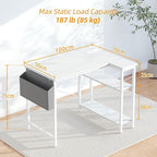 TIQLAB Small Computer Desk with Power Outlets, 40 Inch L Shaped Desk with Reversible Shelves, Gaming Desk Corner Desk Study Writing Desk for Home Office Bedroom Small Space, White