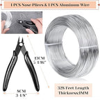 18 Gauge Aluminum Craft Wire Jewelry Making, 328 FT Metal Wire Armature Bendable Wire for Bonsai Trees, Sculpting, DIY Crafts Beading Floral (Silver, 1 mm Thickness)